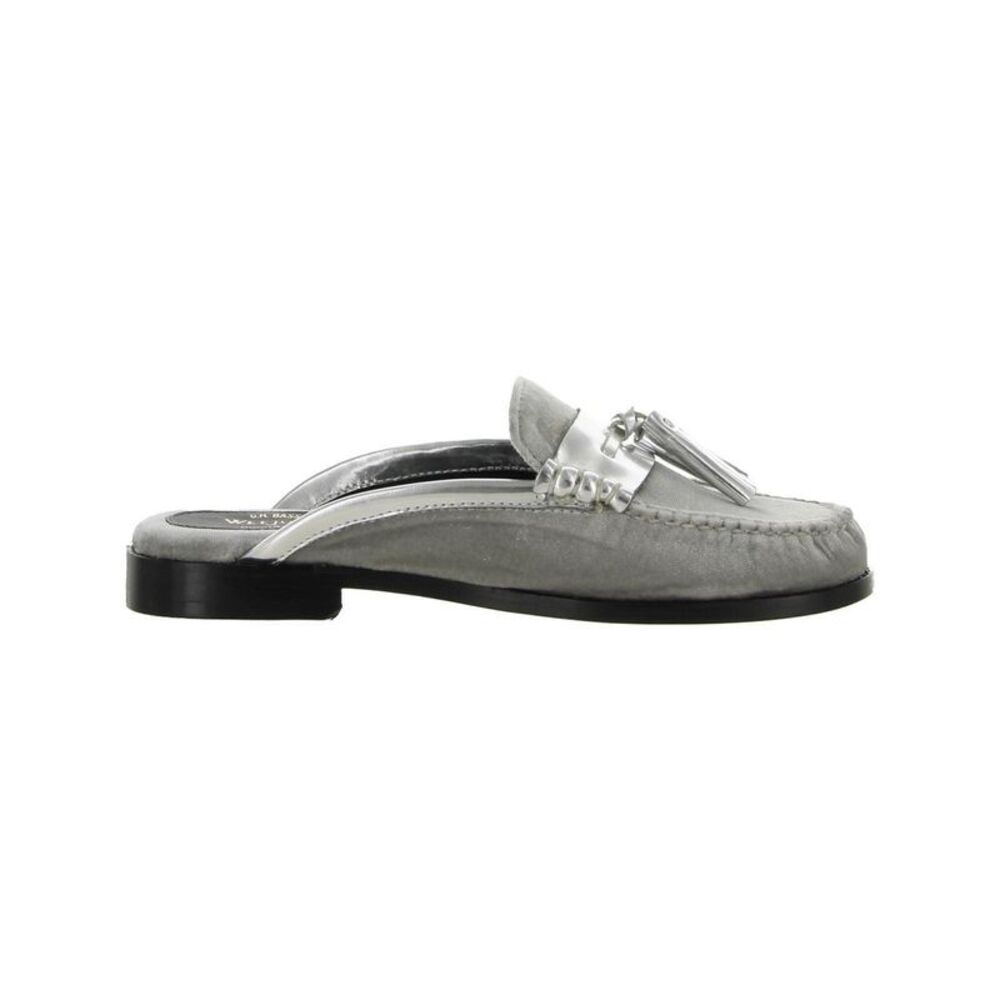 G.H.BASS Womens Silver Tasseled Willow Round Toe Block Heel Slip On Mules 5.5